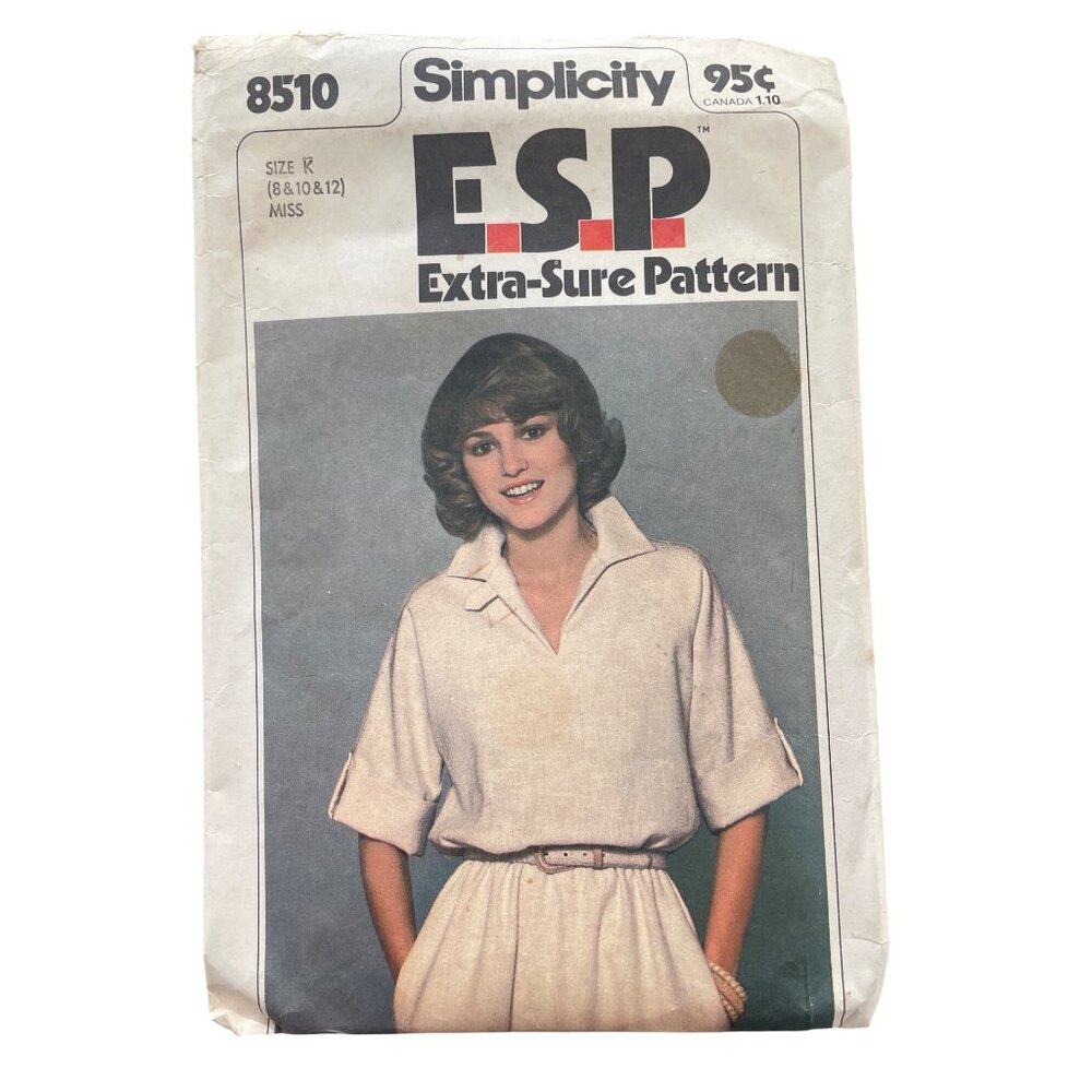 70s Simplicity 8510 Misses Pullover Dress Sewing Pattern Size 8-12 Vintage CUT